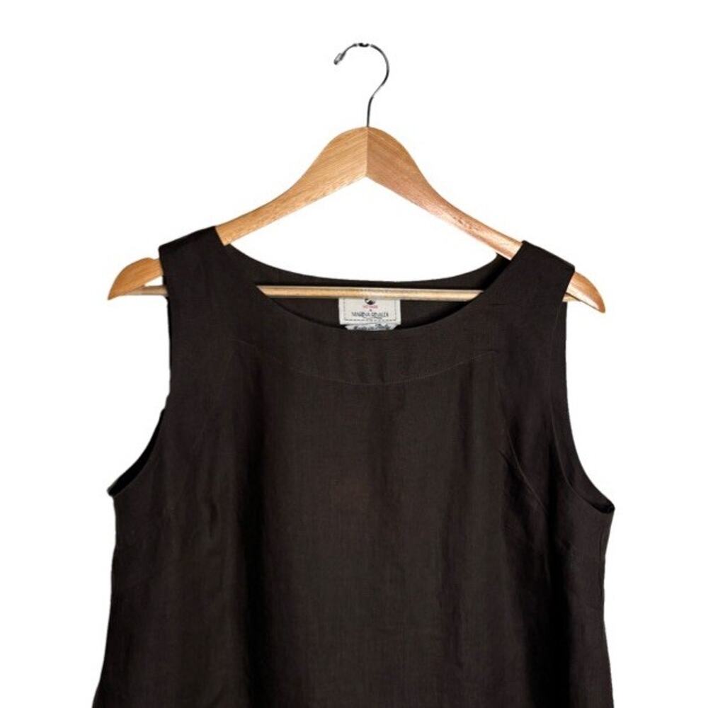 Voyage by Marina Rinaldi Linen Tank Size Large Dark Brown Fall Summer Casual - Picture 2 of 6